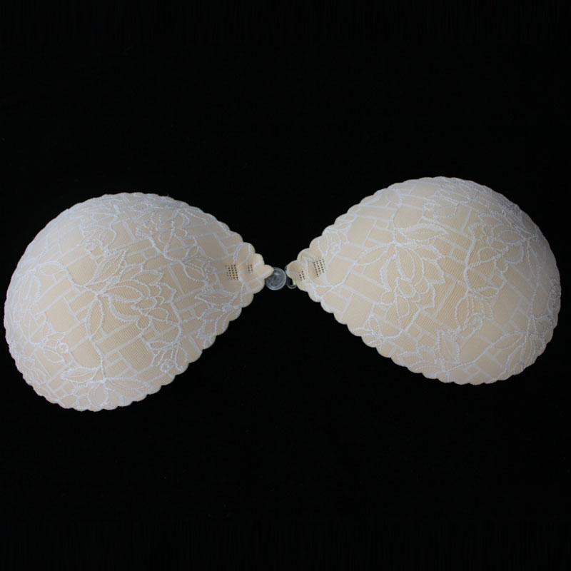 玛花玛莎无痕蕾丝布隐形文胸(薄杯) 金肤撞白色 b