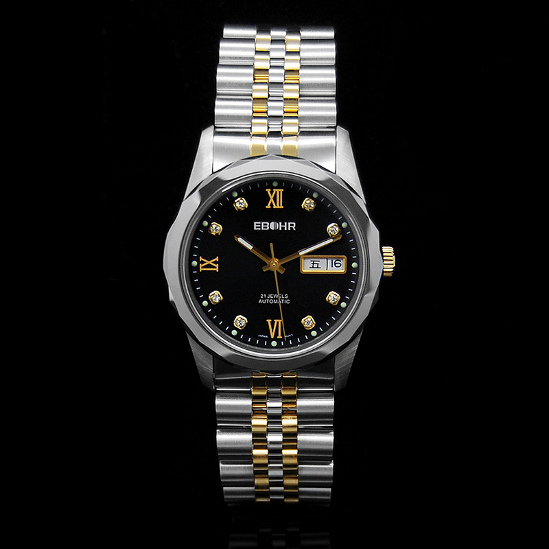 依波表(ebohr)都市经典系列 双日历 不锈钢带 女士自动机械腕表 071.