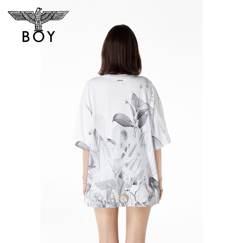 Boylondon short sleeve t-shirt men's and women's same style 2022 spring and summer new literary printing five sleeve top men's n01021