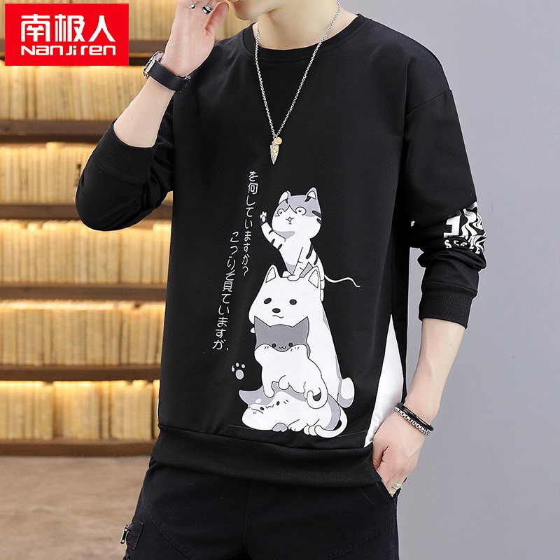 Antarctica sweater men's long sleeved men's round neck 2021 spring and autumn new student youth trend Korean version clothes bottomed shirt T-shirt small shirt men's wear