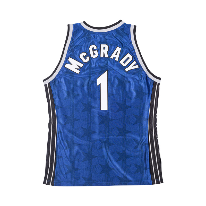 Mitchell ness Vintage Jersey embroidered Au player version NBA magic 00 season McGrady blue dark star Mn men's basketball uniform