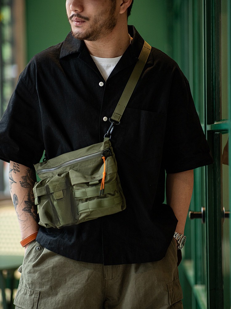 马登工装多口袋机能邮差包，腰包侧肩男背包，送男朋友实用礼物