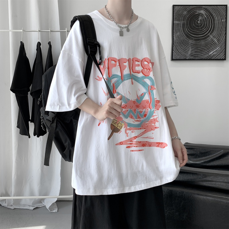 Sutu short sleeved t-shirt men's summer fashion brand couple clothes ins trend new port style design sense of net red minority five point half sleeve bottomed top