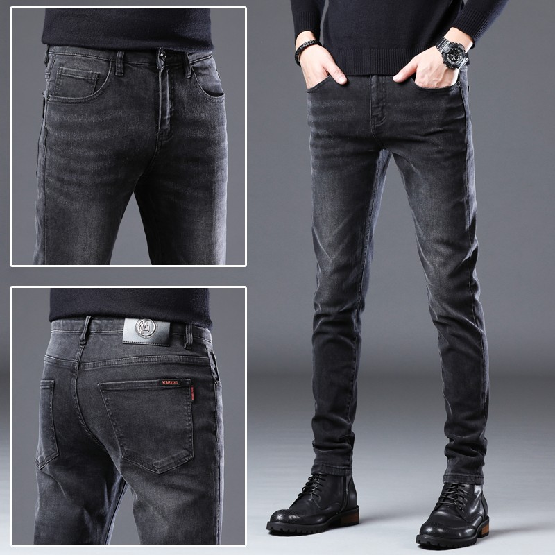 Lee Cooper 2022 spring black jeans men's high-quality slim fit small feet high-end versatile elastic casual pants men's spring and autumn pants men