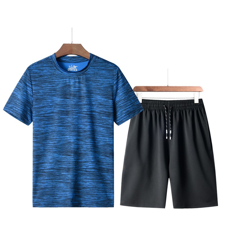 Fnmm sports suit men's short sleeved summer leisure two-piece suit fitness suit large loose shorts T-shirt running fast dry clothes Fnmm sports suit men's short sleeved summer leisure two-piece suit fitness suit large loose shorts T-shirt running fast dry clothes
