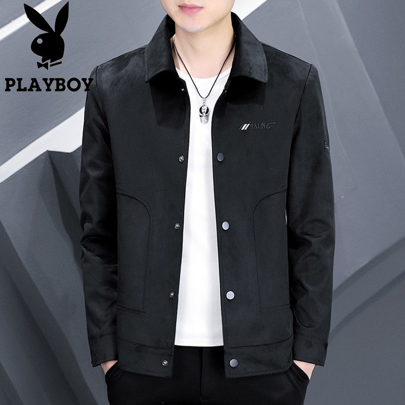 Playboy [quality assurance] jacket men 2022 new spring and autumn men's jacket jacket men's Lapel solid color middle-aged and young people's business leisure fashion upper clothes men's wear