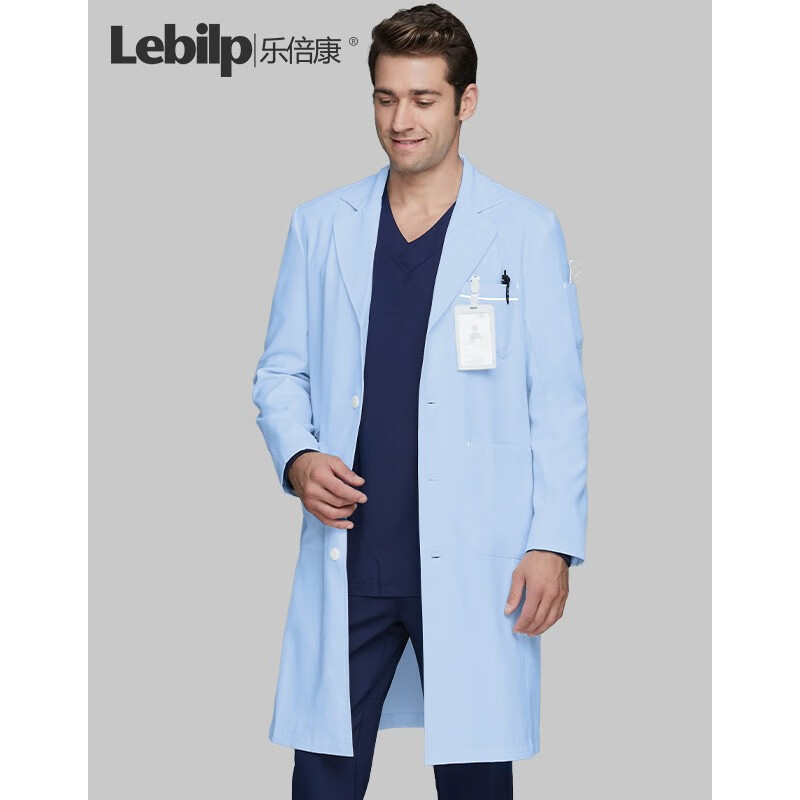 Le Beikang blue lab coat doctor's lab suit labor protection suit long sleeved men's and women's work clothes customized