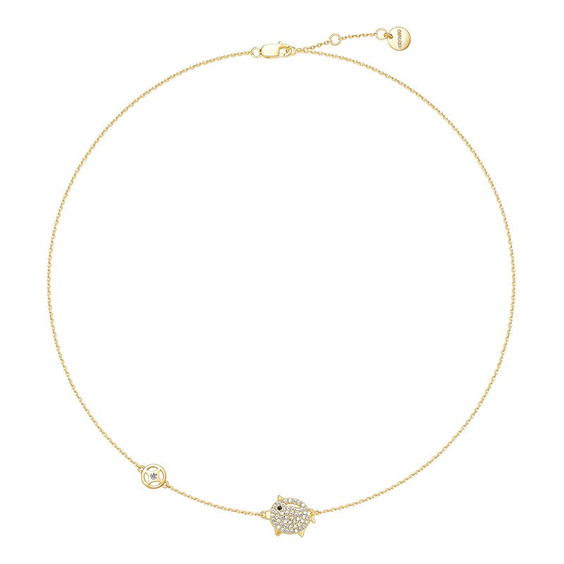 何方珠宝 萌趣小猪锁骨链