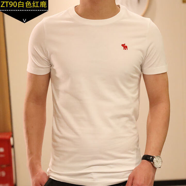 Us 2022 new fawn solid color short sleeve t-shirt men's round neck cotton shirt youth leisure sports half sleeve t-shirt men's slim fit