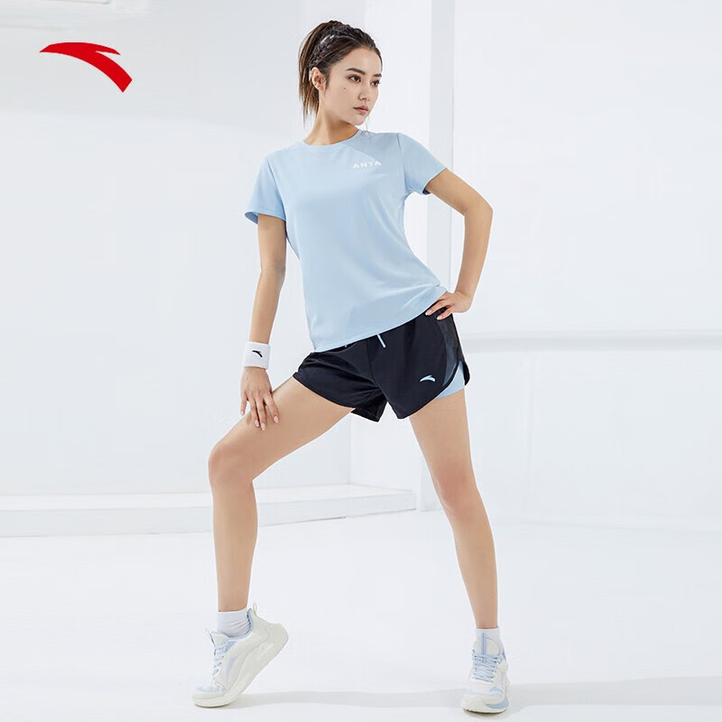 Anta Anta's official flagship moisture absorption quick drying sports suit women's short sleeve suit leisure running shorts leisure suit