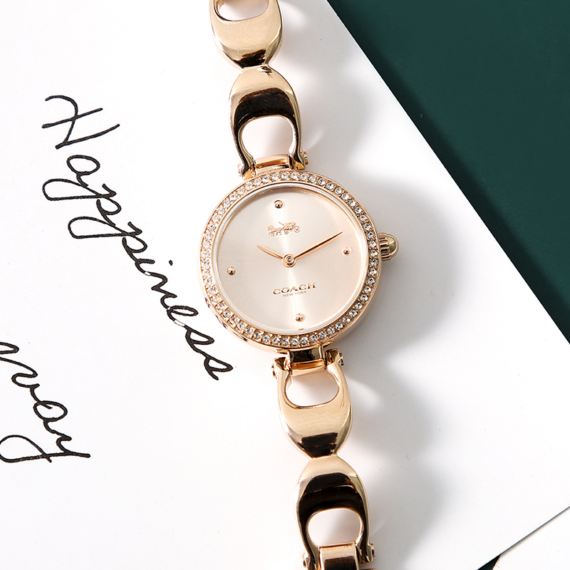 蔻驰帕克水晶镶钻镯式手表，送女朋友漂亮情人节礼物