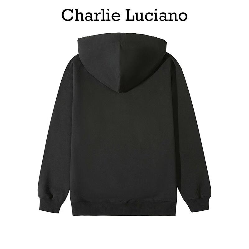 Charlie Luciano cat drawstring Hoodie 2022 spring new couple same black pocket casual trend sweater CL Top Men