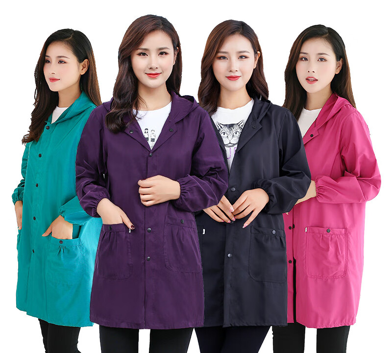 Lianfeng long sleeved apron coverall adult kitchen home cooking fashion waterproof and oil proof women's coat thin work clothes spring and Autumn