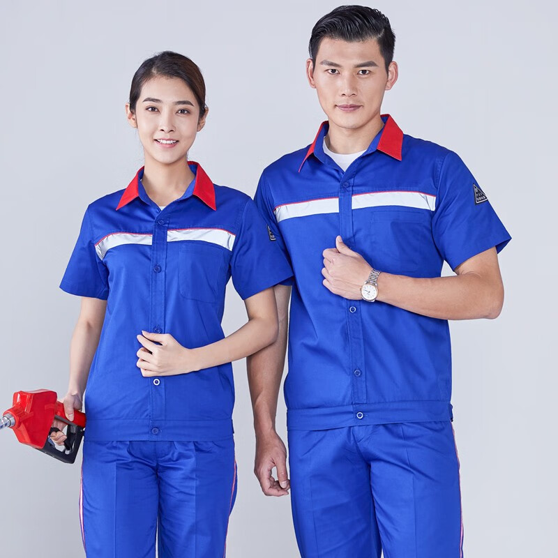 Honghe gas station work clothes anti-static summer suit long and short sleeves Sinopec PetroChina men's and women's gas station work clothes customization