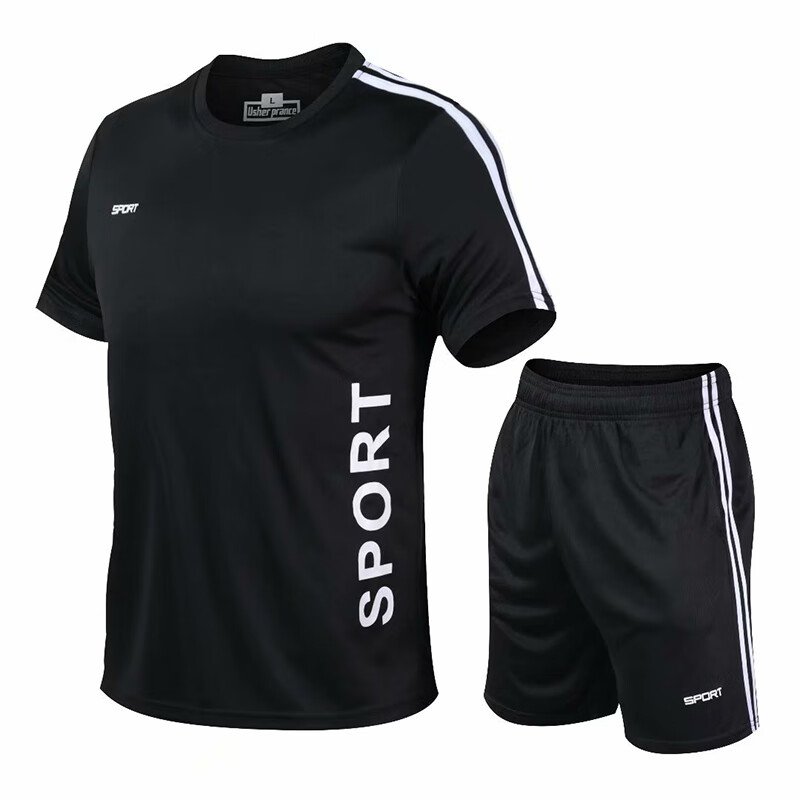 Sports suit men's new summer leisure sportswear running fast drying suit men's short sleeved T-shirt shorts loose summer two-piece badminton suit