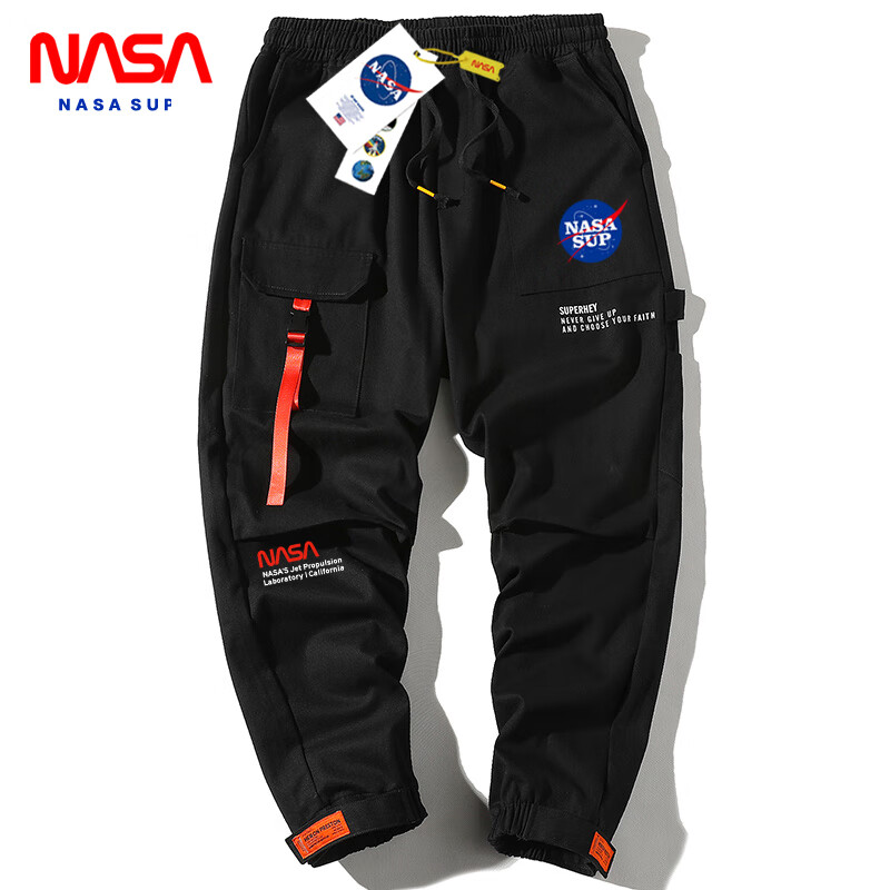 Marwerl European and American fashion brand joint NASA astronaut overalls Multi Pocket youth fashion brand Leggings men