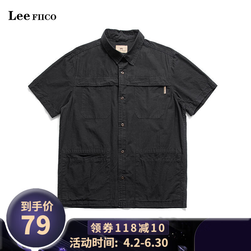 Fiico l.ee Japanese fashion brand simple work clothes short sleeved shirt men's and women's spring retro loose couple versatile half sleeved shirt coat