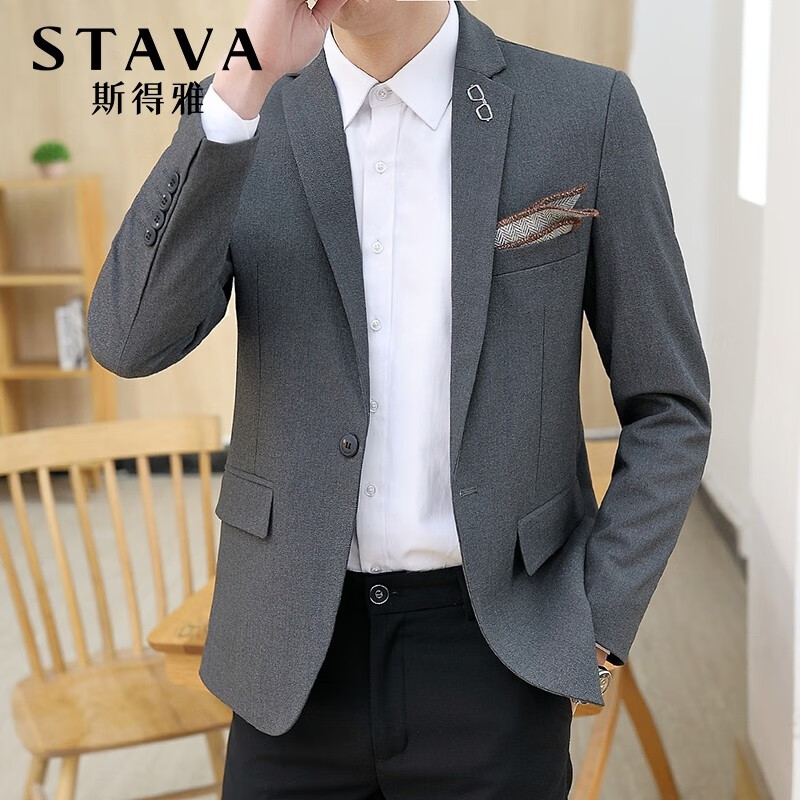 Stava suit men's suit coat 2022 spring and autumn solid color leisure business versatile formal dress youth professional dress single Western men's wear