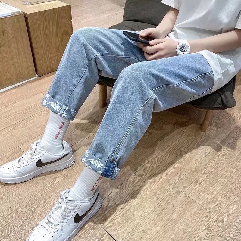 Babiboy jeans men's spring and autumn new trend versatile ins loose hiphop fried Street American retro straight pants youth student casual pants