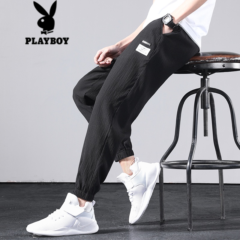 Playboy casual pants men's ice silk pants men's summer thin casual spring and summer work clothes loose Leggings trendy Pai gowns men's pants