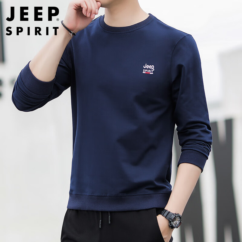 Jeep (Jeep) men's sweater loose 2022 spring Korean men's sweater round neck fashion versatile long sleeve t-shirt men's wear