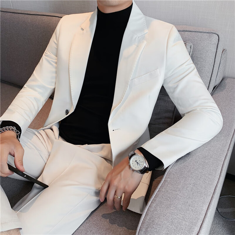 Running high brand leisure suit men's national trend men's wear joint name 2022 Korean version self-cultivation trend spring and autumn ruffian handsome small suit fried Street hairdresser Dan Xi