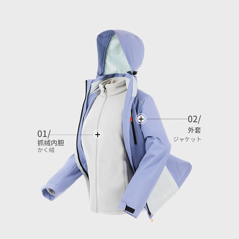 Antarctic stormsuit jacket nvchao brand autumn winter three in one detachable women's windbreaker Plush thickened South Korea