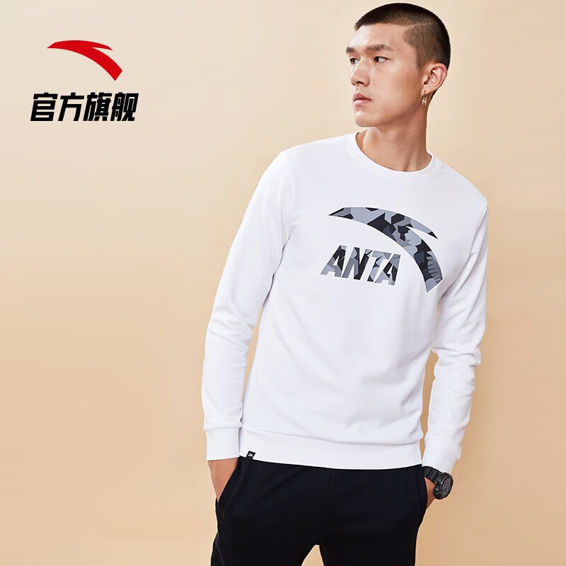 Anta \ Anta men's sweater spring 2022 new large logo Pullover Sweater knitted fashion round neck sports T-shirt long