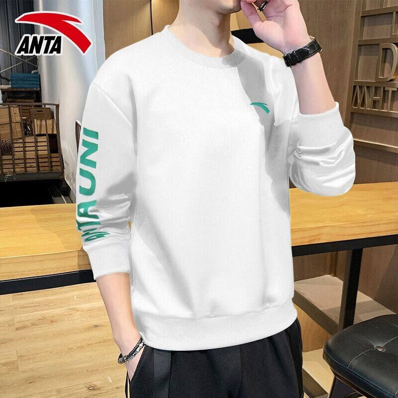 Anta sportswear men's Plush thickened 2022 spring and autumn Korean fashion men's sportswear casual wear long sleeved round neck Pullover loose coat couple's sweater