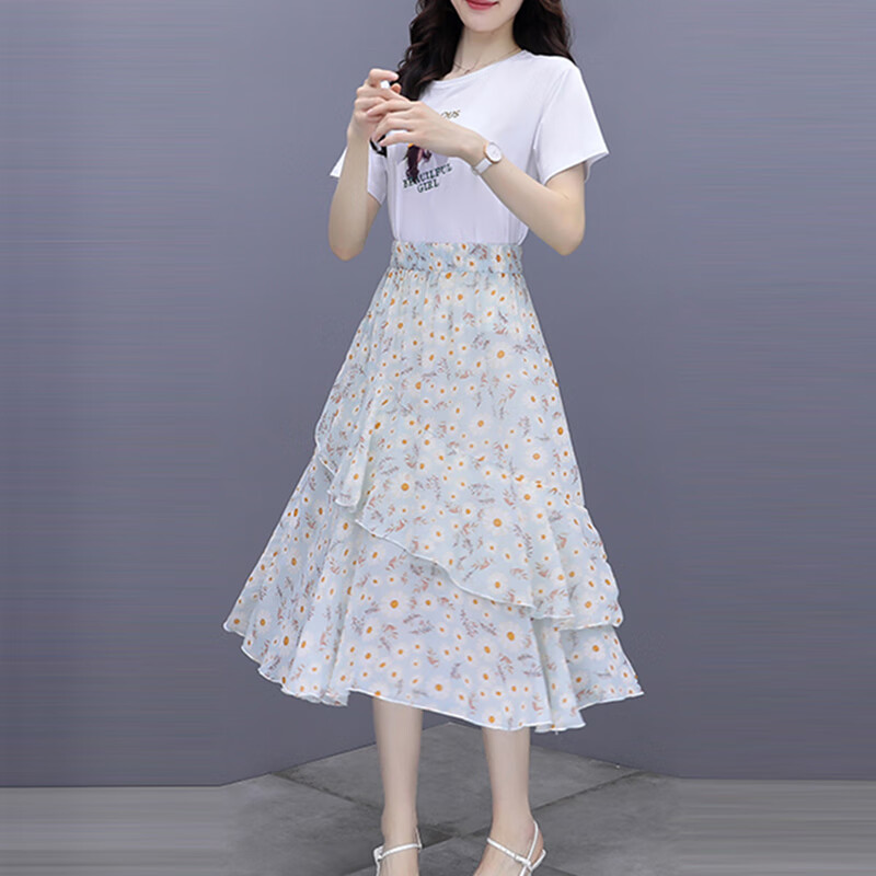 La Chapelle dress women's dress 2022 summer French sweet wind fairy temperament Fashion Chiffon floral skirt