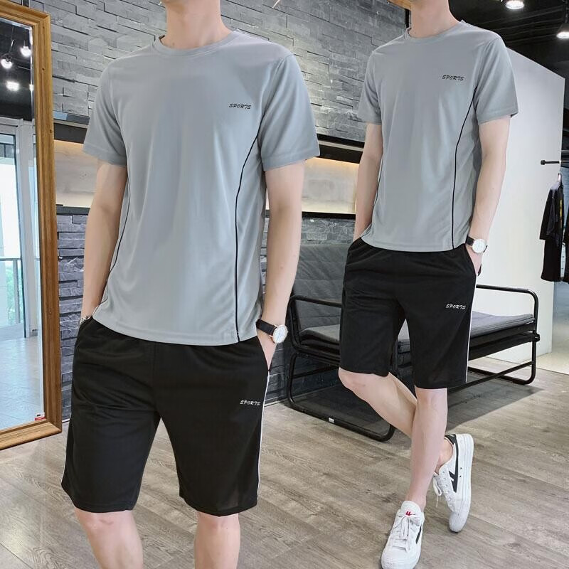 Adam Peter sports suit men's summer sports suit basketball suit men's running suit quick drying suit men's short sleeve leisure suit fitness suit men's ball suit team suit