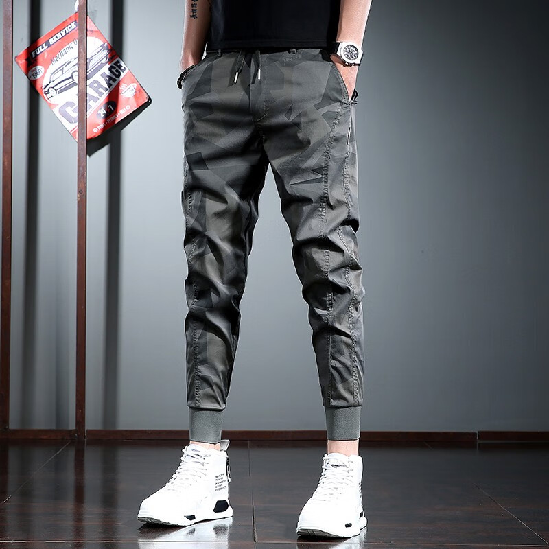 Lee Cooper casual pants men's 2022 spring new men's Korean fashion brand camouflage breathable Leggings nine point pants fashion trend loose and versatile men's pants Lee Cooper casual pants men's 2022 spring new men's Korean fashion brand camouflage breathable Leggings nine point pants fashion trend loose and versatile men's pants