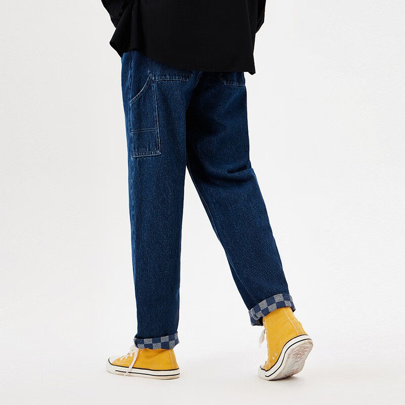 A21 spring 2022 new men's fashion trend denim loose pure cotton low waist straight tube simple pants