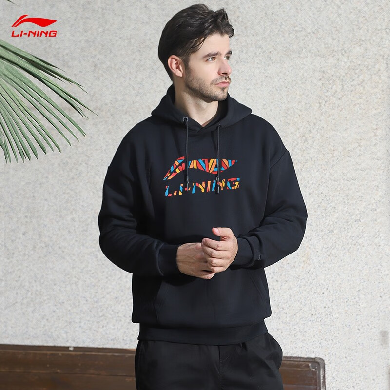 Li Ning Plush sweater for men and women 2022 autumn and winter men and women lovers sports fashion Pullover Hooded top loose casual sportswear