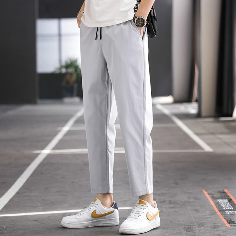 Qiao Kejie men's casual pants Korean fashion boys' versatile thin loose sports lace up nine point drop pants spring and summer