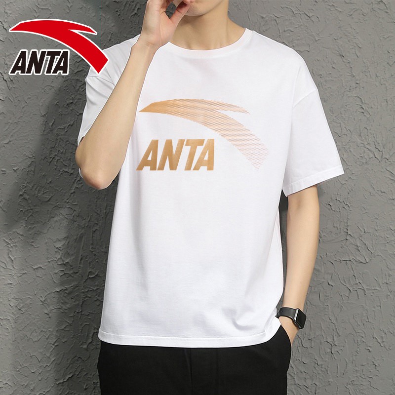Anta t-shirt men's short sleeve 2022 summer thin round neck trend logo solid color half sleeve comfortable breathable running top cotton men's sportswear lovers