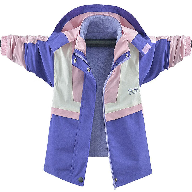 Baojee outdoor stormsuit children's three in one girl's detachable inner liner with plush wind proof and warm autumn chica coat