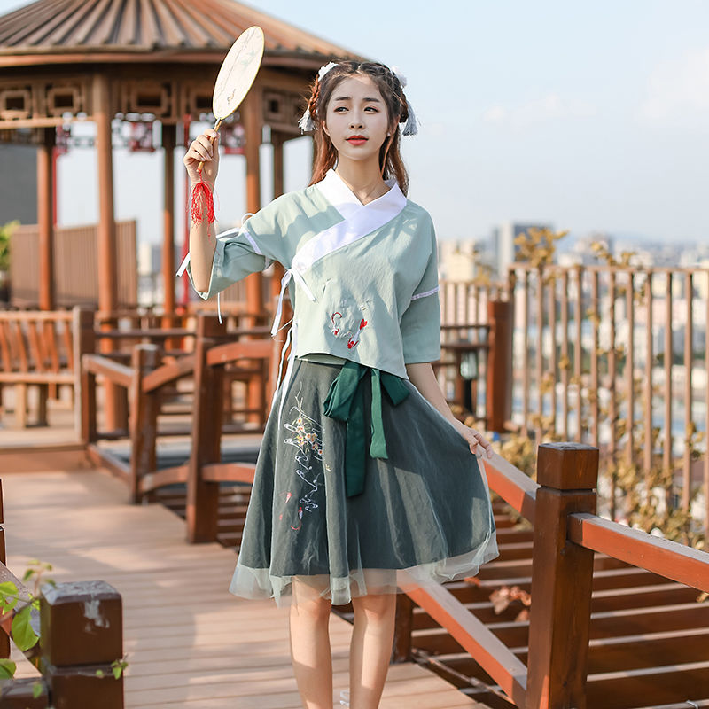 Hanfu female fairy gas student ancient style Han element clothing daily improvement ancient costume Hanfu female rain letter embroidered skirt half set Hanfu female fairy skirt Hanfu female fairy gas student ancient style Han element clothing daily improvement ancient costume Hanfu female rain letter embroidered skirt half set Hanfu female fairy skirt