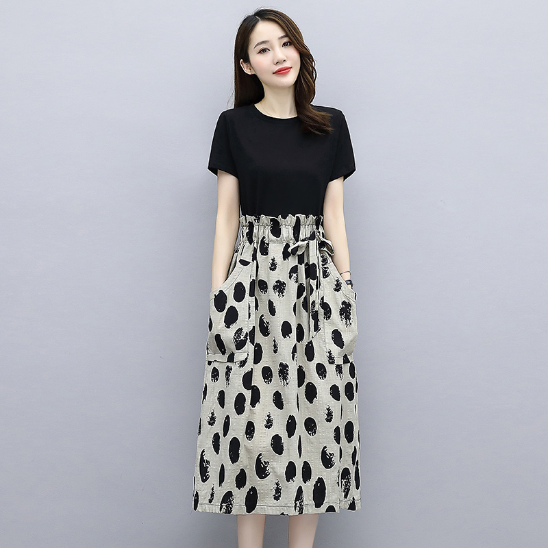 Xiaohanlu designer light luxury brand dress women's new style in summer 2022 with a slim waist and a thin linen floral skirt in summer