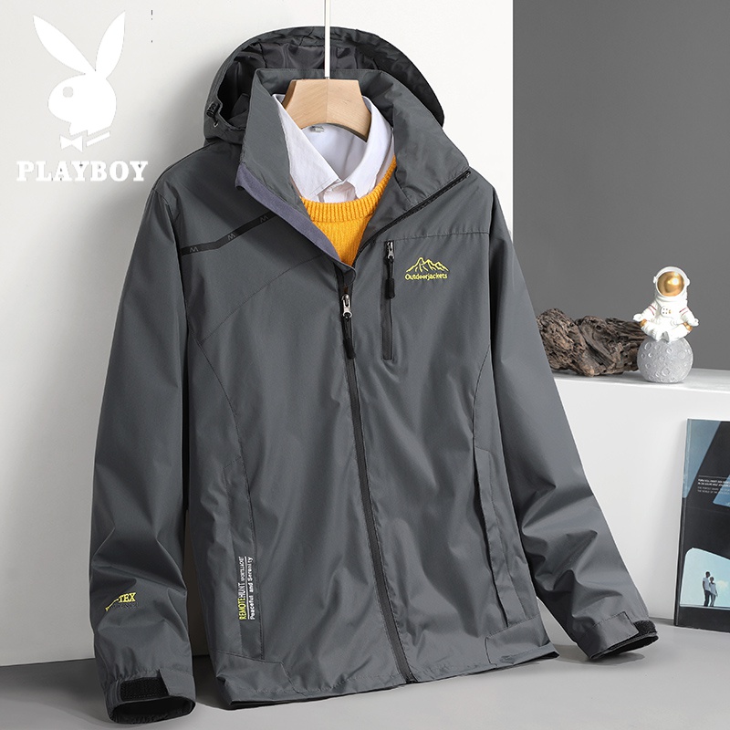 Playboy stormsuit men's windproof outdoor windbreaker spring and autumn thin coat tide brand custom single layer sports tourism mountaineering clothes women can support group purchase and customization