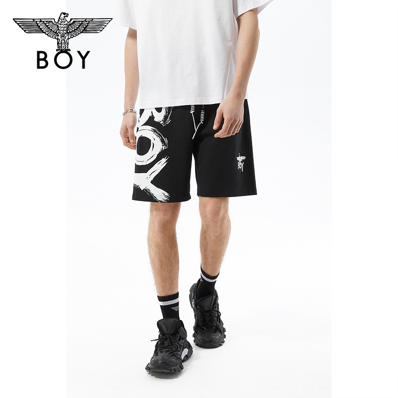 Boylondon shorts men's and women's same style spring and summer 2022 new black and white contrast drawstring large logo knitted Capris n13000