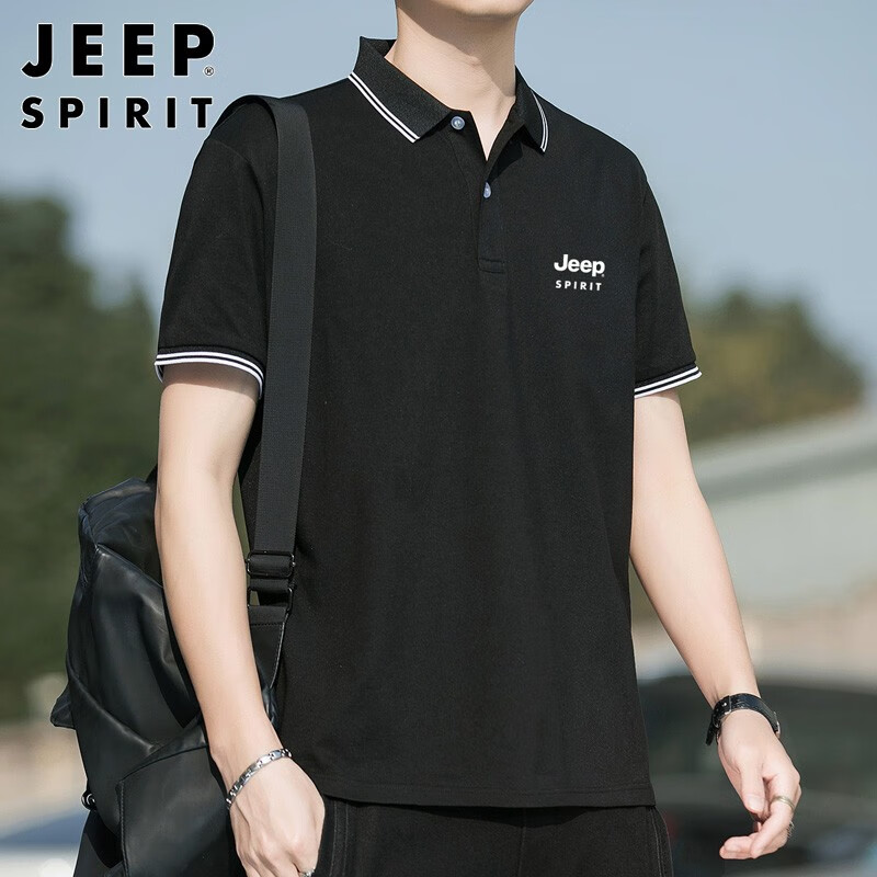 Jeep short sleeved t-shirt men's 2022 summer Korean fashion Lapel Polo bottomed shirt T-shirt men's wear