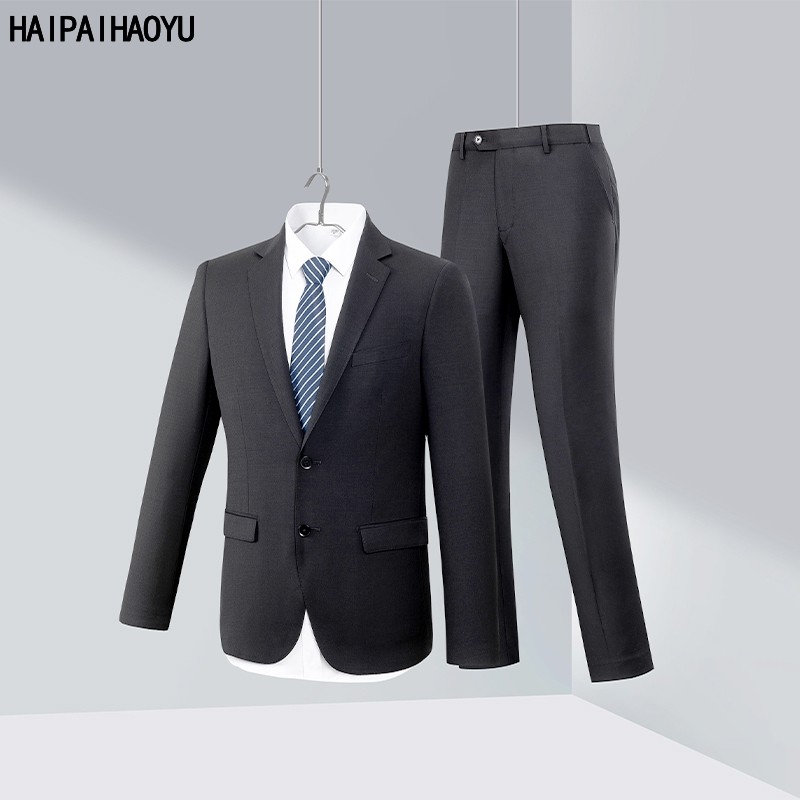 Haipaihaoyu all wool suit suit men's slim fit business suit black business suit wedding groom's best man's suit