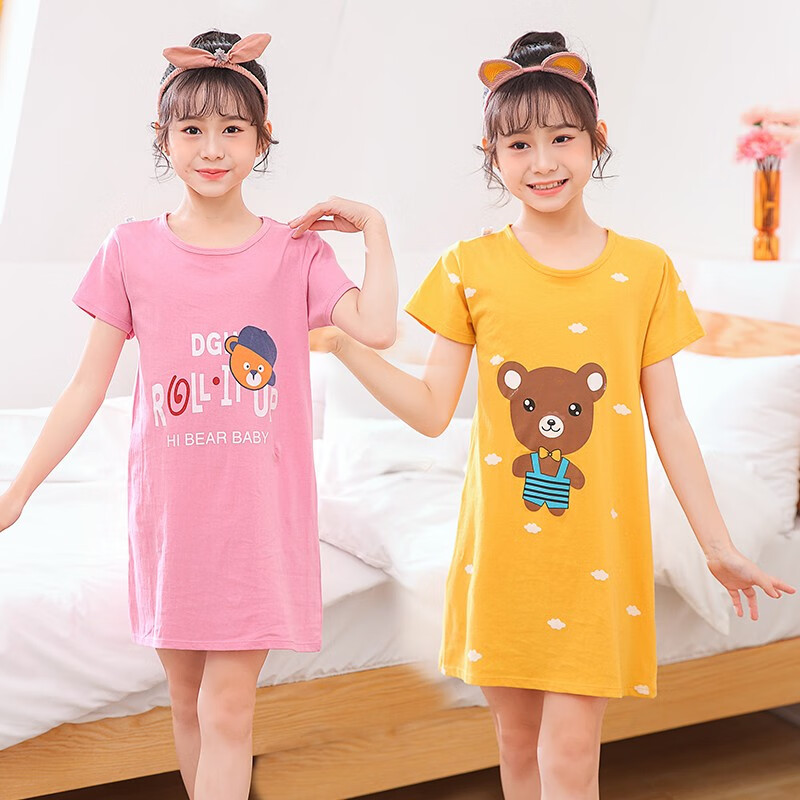 Antarctic children's clothes children's nightdress girls' pajamas summer dress women's clothes pure cotton home clothes new short sleeved air conditioning clothes big children's clothes