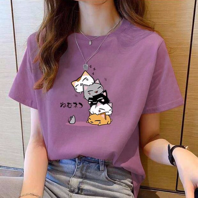 Qianyidian pure cotton short sleeved T-shirt women's loose fashion summer 2022 new cotton Korean half sleeved versatile clothes