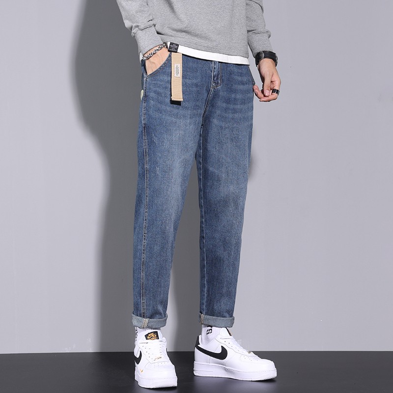 Lee Cooper jeans men's 2022 spring and summer new Korean version small foot loose trend men's pants fashion elastic versatile men's casual long pants men's wear