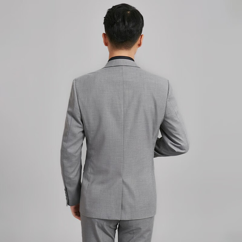 Haipaihaoyu suit suit men's slim fit business suit light gray two button middle slit