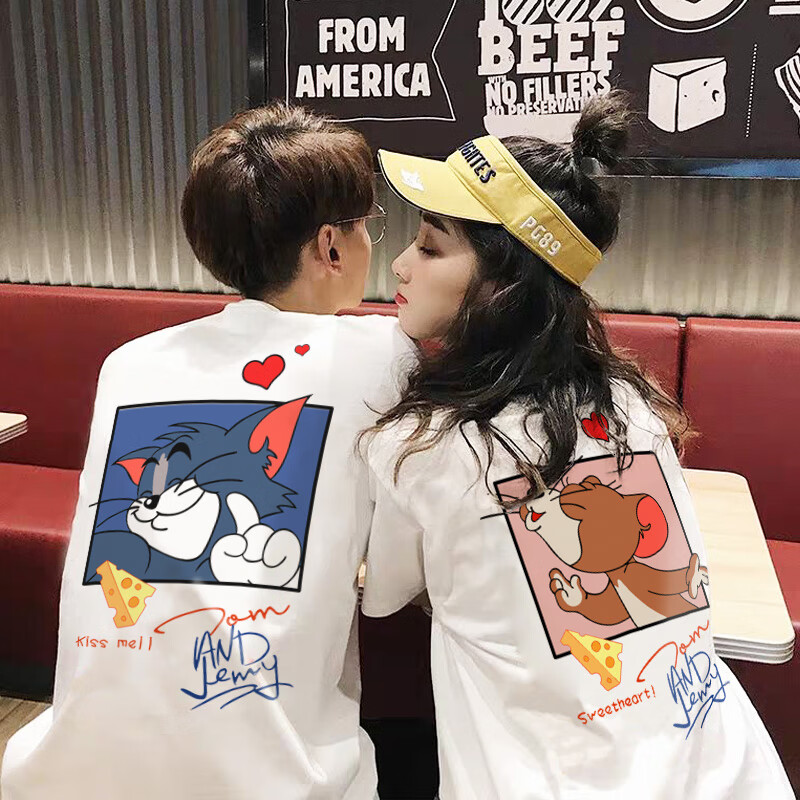 Chuche couple summer short sleeved cat and mouse T-shirt 2020 new summer couple ins trend top
