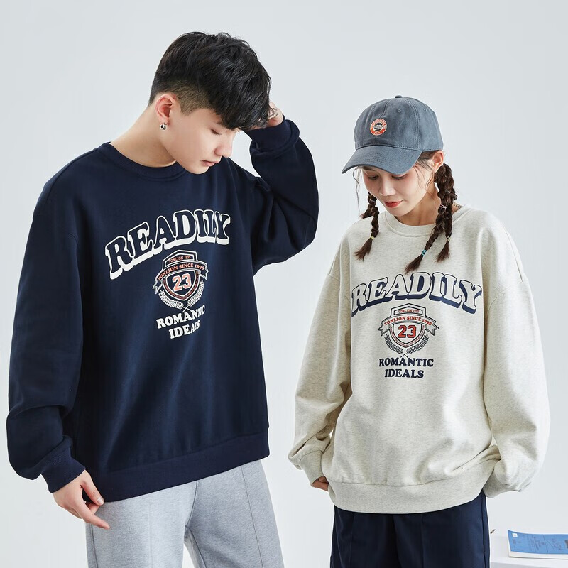 Ton lion 2022 spring couple's sweater men's and women's loose round neck couple's College coat ins627130025005