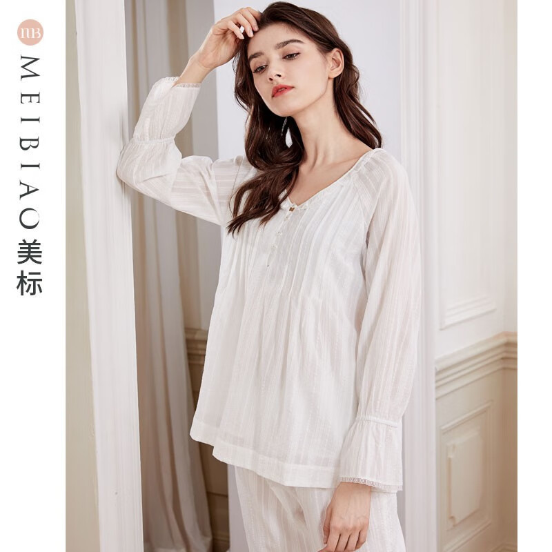 American Standard pajamas women's spring and autumn new pure cotton long sleeves can be worn outside, princess style Korean version sweet woven cotton home suit summer